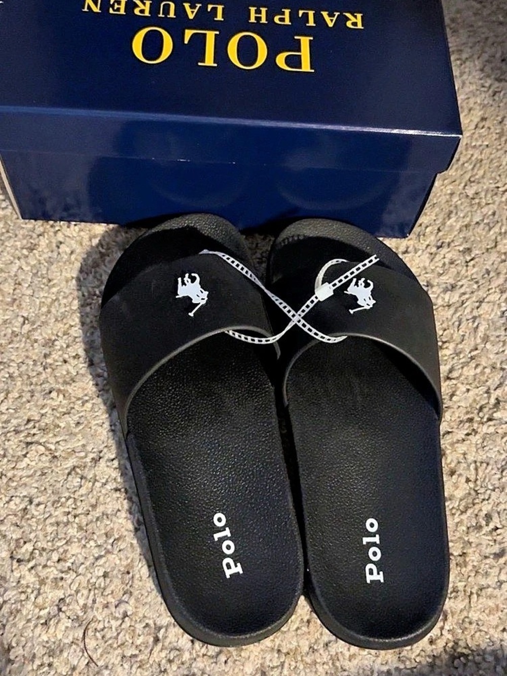Polo Ralph Lauren Lennon Slide Black & White Boys 3